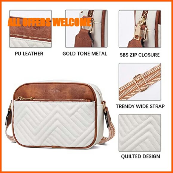 Small Quilted Vegan Leather Crossbody Bag with Wide Strap - Picture 5 of 8